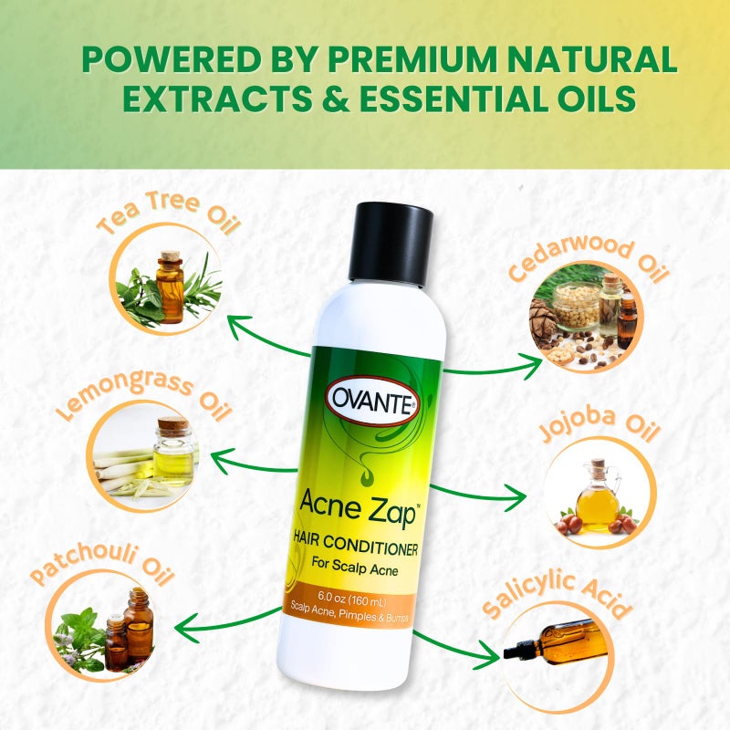 Ovante AZap Hair Conditioner for Greasy Oily Itchy Scalp, CLEAR Your Scalp, Neck & Back from Bacne, Blackheads & Blemishes - 6.0 oz - Image 4