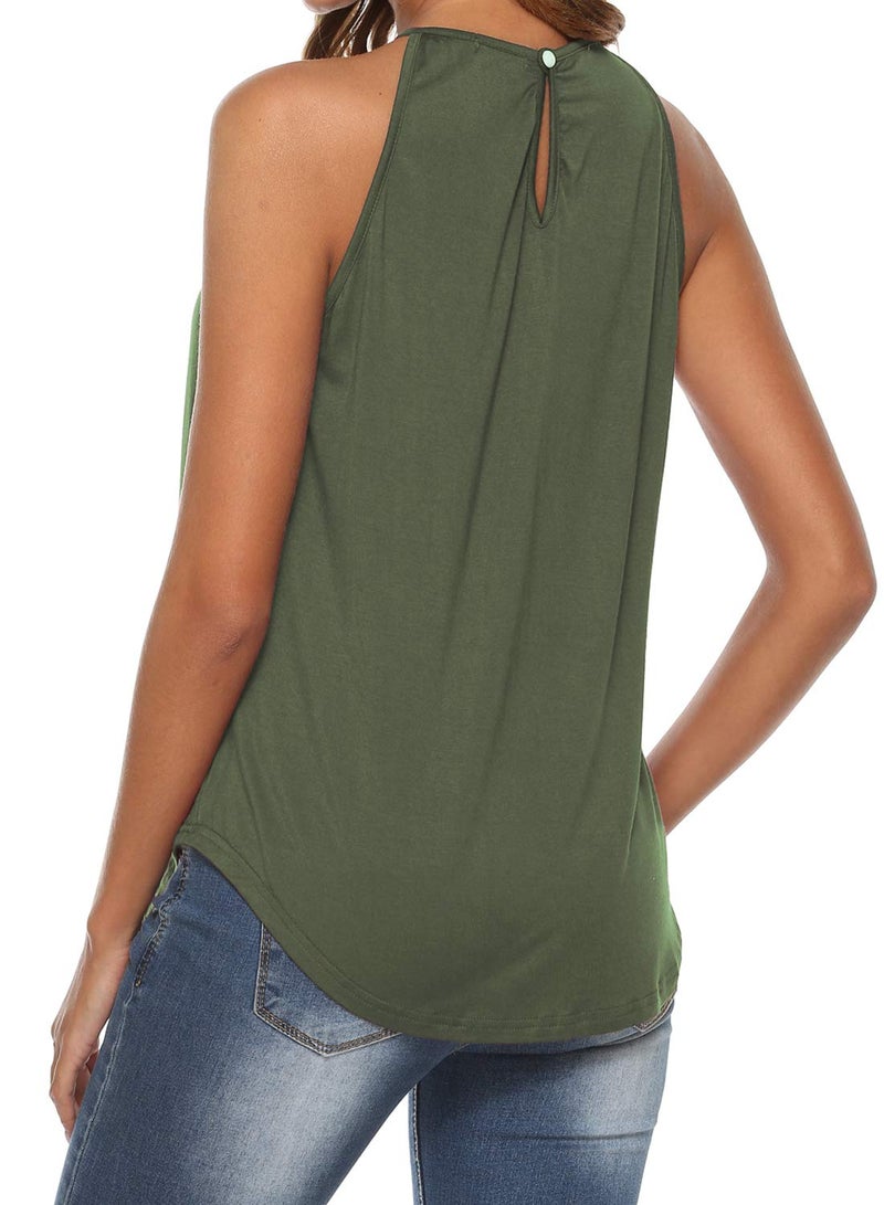 Bluetime Summer Tank Tops for Women Casual Loose Fit Sleeveless Tunic Shirts Blouse Olive L - Image 3