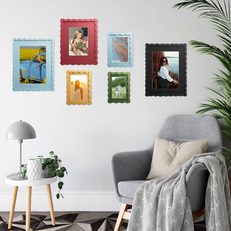 THKRLOF 11x14 Picture Frame with Mat for 8x10, Wavy Edge Wooden Real Glass Photo Frame for Wall Hanging, Red, 1 Pack - Image 3