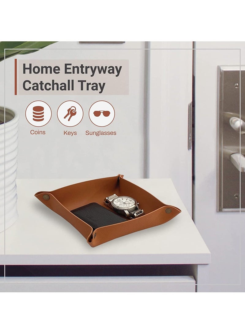 لي آرت Valet Tray - صينية صغيرة ومدمجة لتخزين الأغراض | منظم للمكتب، بجانب السرير، مدخل المنزل | صينية لتخزين المفاتيح والعملات المعدنية والقرطاسية والمجوهرات (كاراميل)  - Image 2