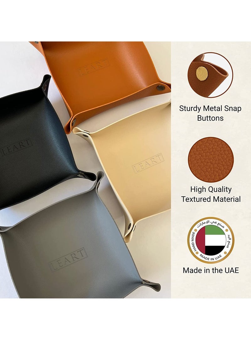 لي آرت Valet Tray - صينية صغيرة ومدمجة لتخزين الأغراض | منظم للمكتب، بجانب السرير، مدخل المنزل | صينية لتخزين المفاتيح والعملات المعدنية والقرطاسية والمجوهرات (كاراميل)  - Image 3