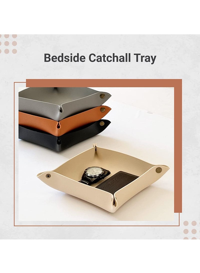 لي آرت Valet Tray - صينية صغيرة ومدمجة لتخزين الأغراض | منظم للمكتب، بجانب السرير، مدخل المنزل | صينية لتخزين المفاتيح والعملات المعدنية والقرطاسية والمجوهرات (كاراميل)  - Image 5
