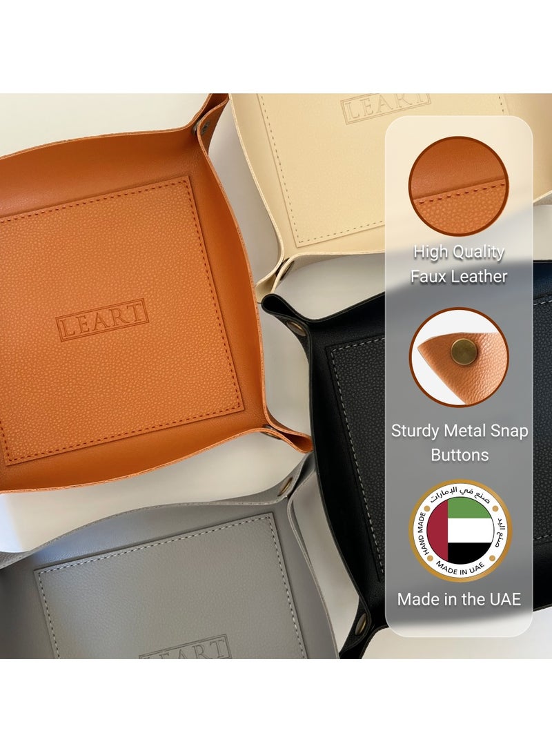 لي آرت Valet Tray - صينية صغيرة ومدمجة لتخزين الأغراض | منظم للمكتب، بجانب السرير، مدخل المنزل | صينية لتخزين المفاتيح والعملات المعدنية والقرطاسية والمجوهرات (كاراميل) - Image 2