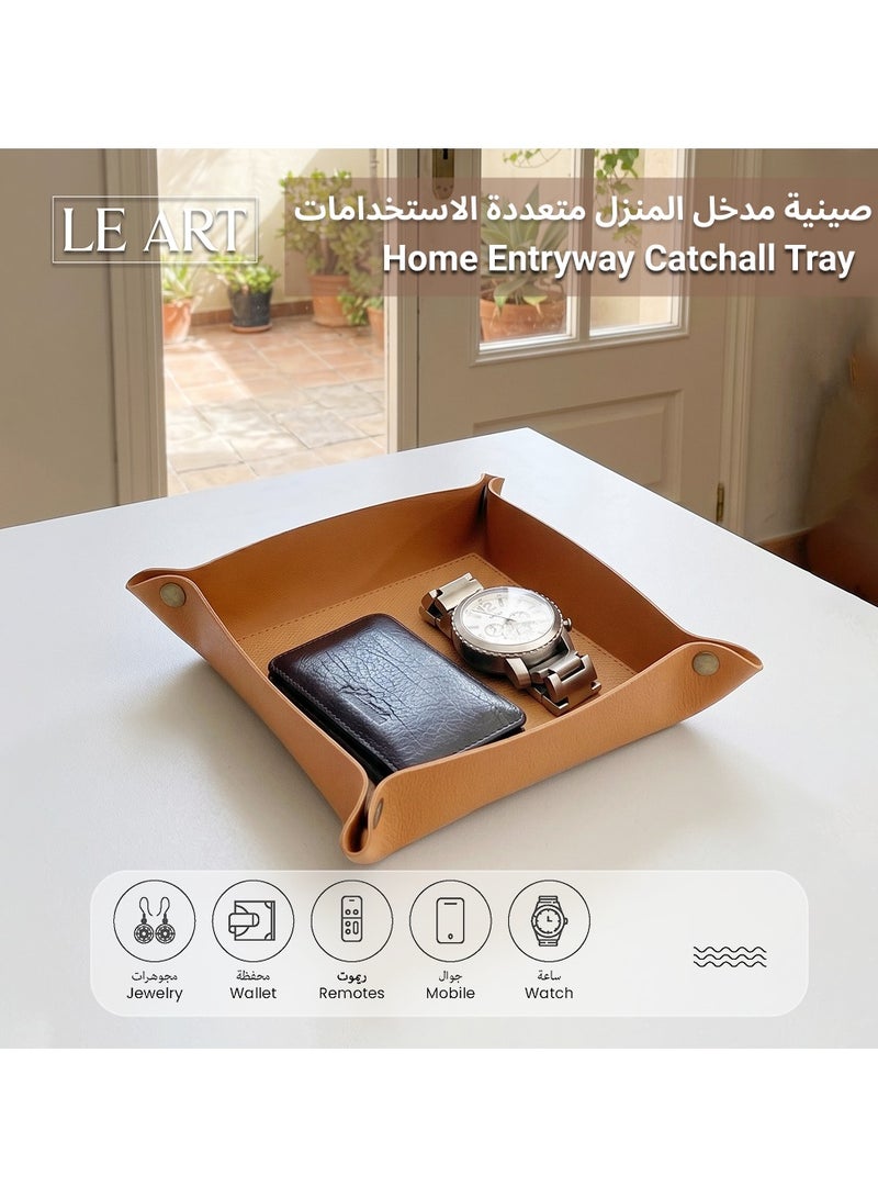 لي آرت Valet Tray - صينية صغيرة ومدمجة لتخزين الأغراض | منظم للمكتب، بجانب السرير، مدخل المنزل | صينية لتخزين المفاتيح والعملات المعدنية والقرطاسية والمجوهرات (كاراميل) - Image 3