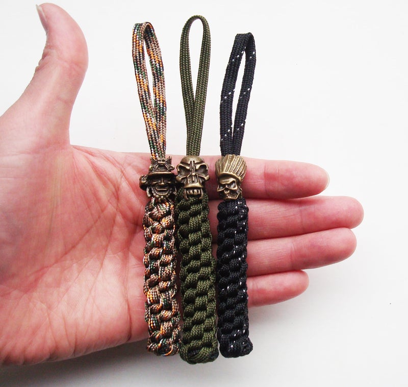 SICOLAS Knife Lanyards with Skull Beads - Paracord Braided Lanyard.Replacement Line for Outdoor Survival, Camping, Emergency and Every Day Use.Pack 3 pcs (Bronze) - Image 4