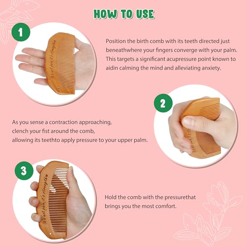 Arrozon Birth Comb for Women Labor, Wooden Labor comb Natural Labor and Delivery Essentials, Birthing Combs Hospital Bag Must Haves for Pregnant Women, Wood Comb Labor Gifts for Moms - Image 5