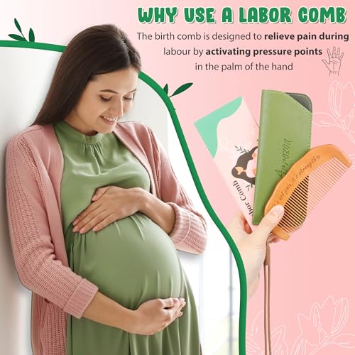 Arrozon Birth Comb for Women Labor, Wooden Labor comb Natural Labor and Delivery Essentials, Birthing Combs Hospital Bag Must Haves for Pregnant Women, Wood Comb Labor Gifts for Moms - Image 3