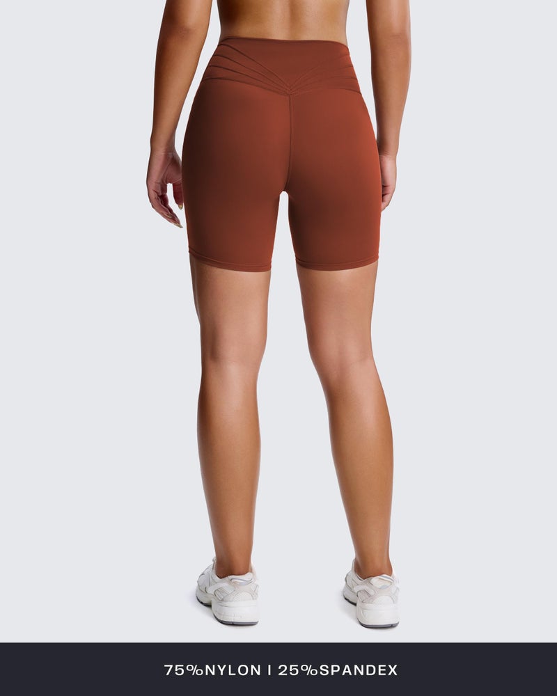 Aoxjox Trinity Workout Biker Shorts for Women Tummy Control High Waisted Exercise Athletic Gym Running Yoga Short 6" (Cherry Mahogany, Medium) - Image 3