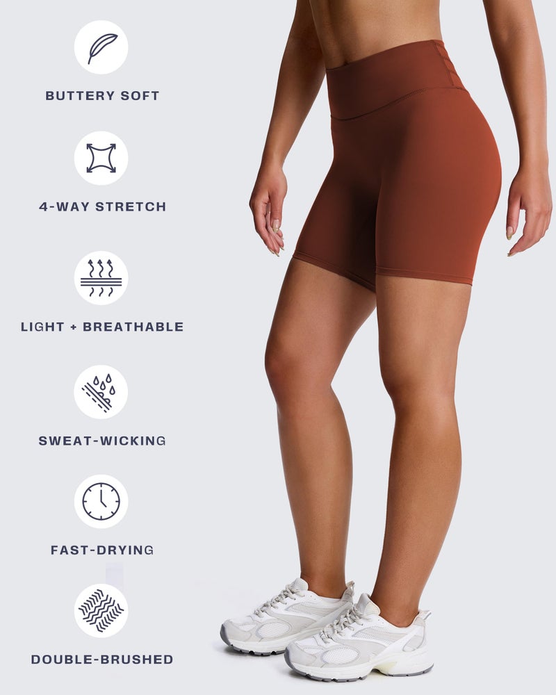 Aoxjox Trinity Workout Biker Shorts for Women Tummy Control High Waisted Exercise Athletic Gym Running Yoga Short 6" (Cherry Mahogany, Medium) - Image 4