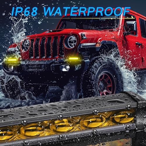 ACEC SHOP 6 Inch LED Light Bar Amber 2PCS 60W Ultra Slim Single Row Light Bars Spot Beam Driving Lights Yellow Fog Lighting LED Pod Lights for Truck Motorcycle SXS Off-Road UTV ATV - Image 5