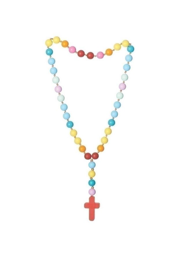 Giftware by Roman Inc., Children's Gifts Collection, Blessing Beads, Traditional Cross Muted Pastels Silicone 18.5-Inch Catholic Pendant Rosary, Baby's First Rosary