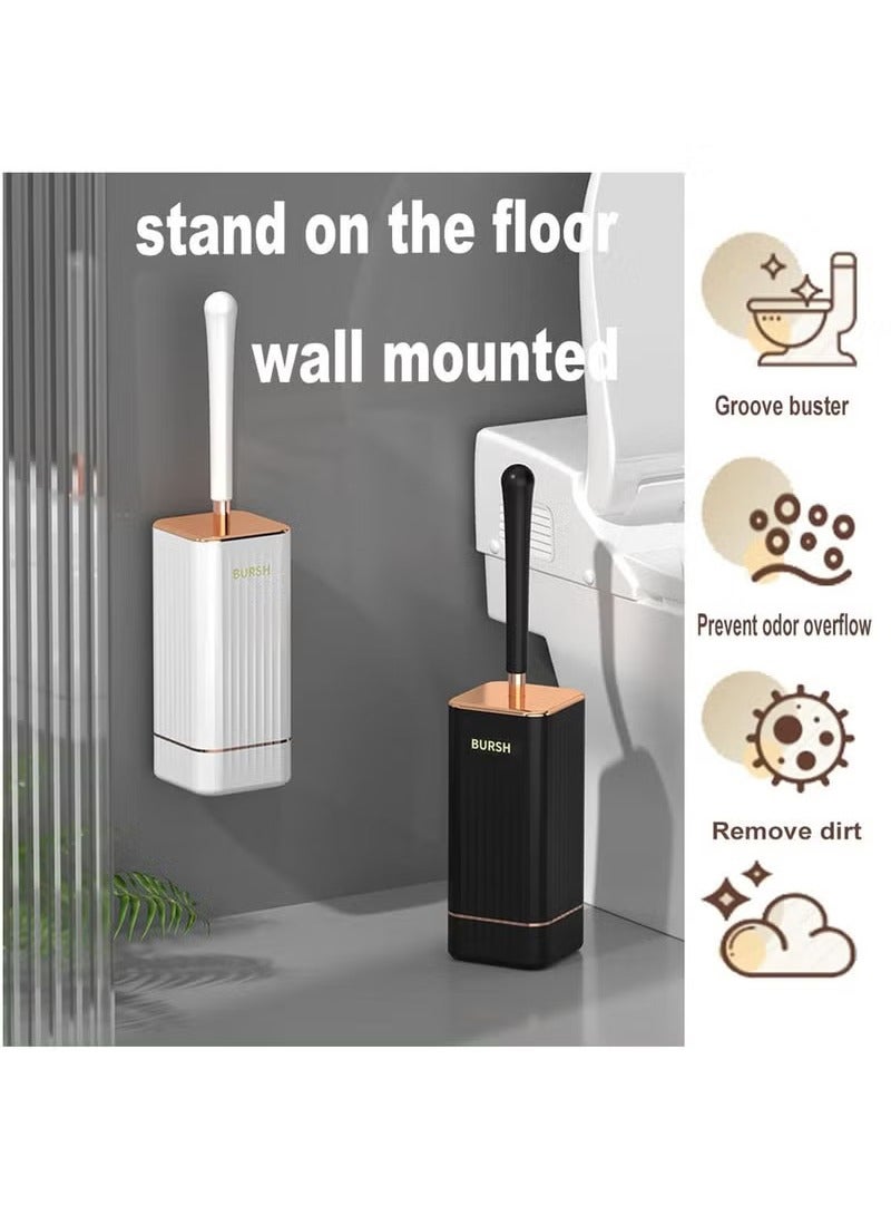 Arabest Toilet Brush and Holder, Elegant Silicone Toilet Bowl Brush Set with Ergonomic Long Handle, Modern Bathroom Decor Cleaning Accessories, Durable, Deep Cleaning - Black - Image 4