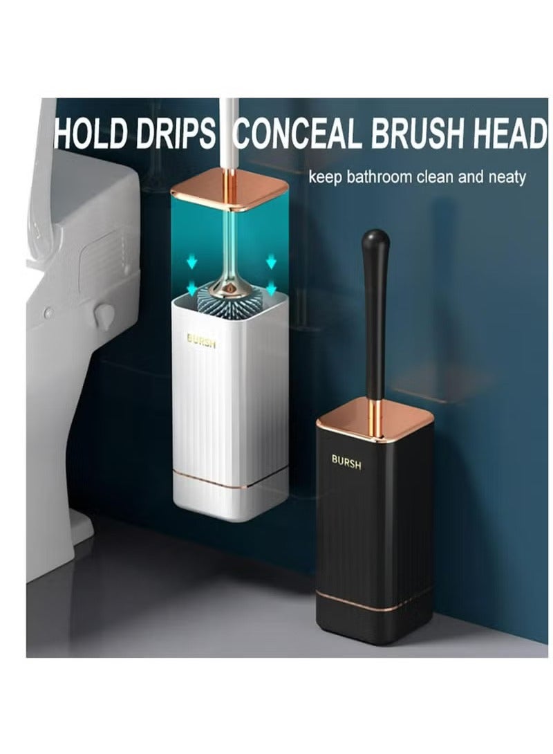 Arabest Toilet Brush and Holder, Elegant Silicone Toilet Bowl Brush Set with Ergonomic Long Handle, Modern Bathroom Decor Cleaning Accessories, Durable, Deep Cleaning - Black - Image 3
