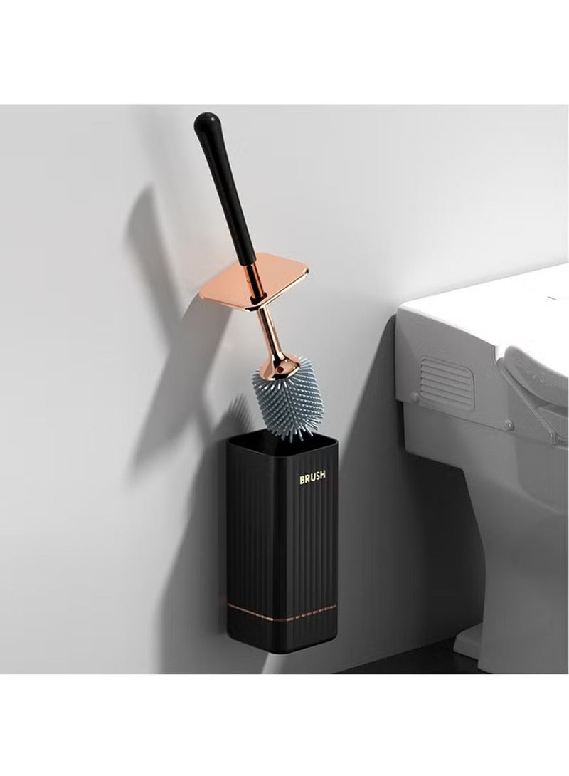 Arabest Toilet Brush and Holder, Elegant Silicone Toilet Bowl Brush Set with Ergonomic Long Handle, Modern Bathroom Decor Cleaning Accessories, Durable, Deep Cleaning - Black - Image 2