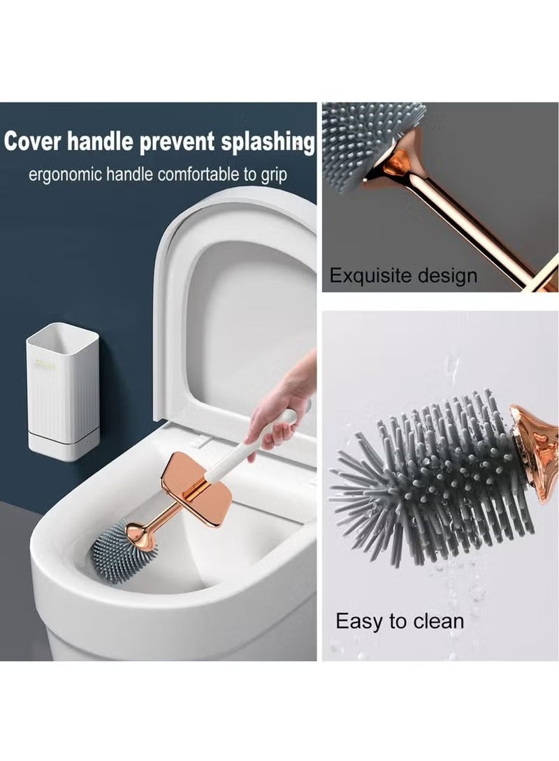 Arabest Toilet Brush and Holder, Elegant Silicone Toilet Bowl Brush Set with Ergonomic Long Handle, Modern Bathroom Decor Cleaning Accessories, Durable, Deep Cleaning - Black - Image 5