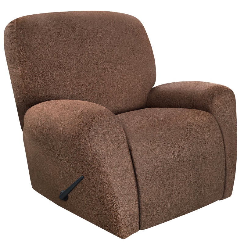 ANARACHON Recliner Chair Covers Leather Look 4 Pieces Recliner Covers Non Slip Soft Slipcovers for Large Recliners Furniture Protector Washable for Pets 1 Seater 05 Brown - Image 2
