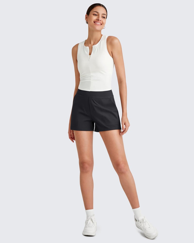 G4Free Womens Shorts Dressy Casual Comfy Summer High Waisted Short Business Trouser Shorts with Pockets(Black, L) - Image 5