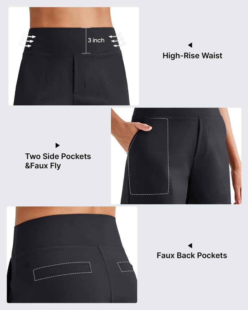 G4Free Womens Shorts Dressy Casual Comfy Summer High Waisted Short Business Trouser Shorts with Pockets(Black, L) - Image 4
