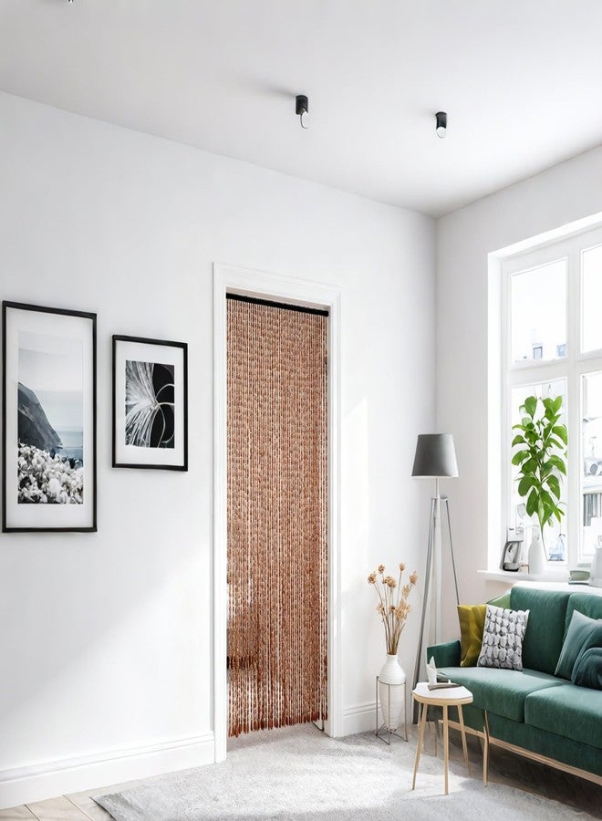 ستارة FlavorThings مكونة من 52 خيطًا من الخرز الخشبي والخشبي البني لتقسيم المداخل والغرف، مقاس 36 بوصة × 79 بوصة، خرز خشبي وخيزراني للمداخل - ستارة بوهيمية (لون القهوة) - Image 3