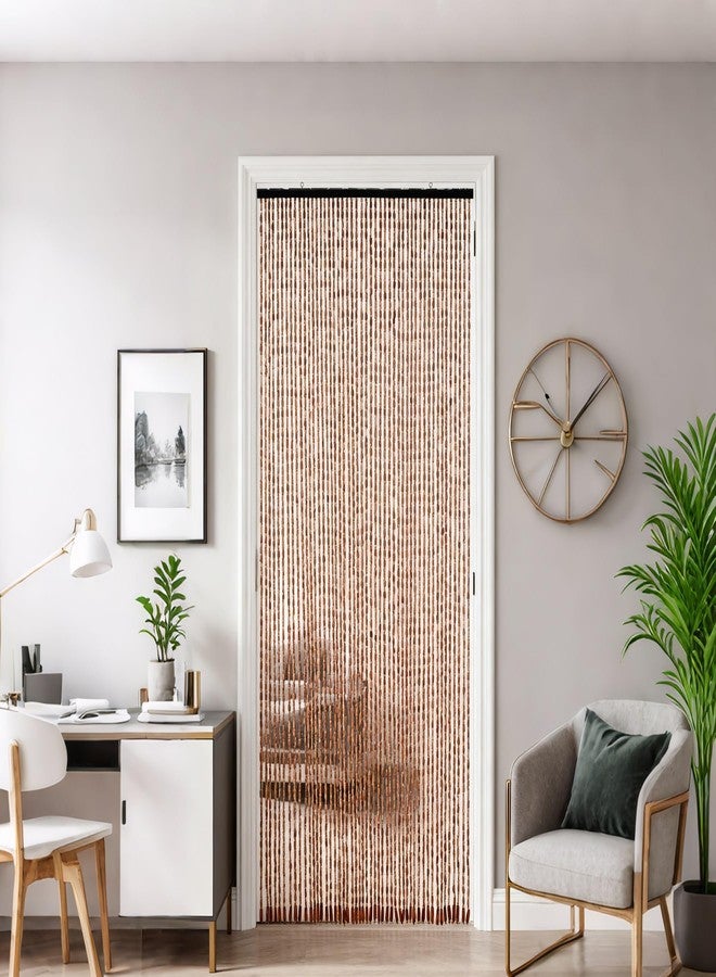 ستارة FlavorThings مكونة من 52 خيطًا من الخرز الخشبي والخشبي البني لتقسيم المداخل والغرف، مقاس 36 بوصة × 79 بوصة، خرز خشبي وخيزراني للمداخل - ستارة بوهيمية (لون القهوة) - Image 2