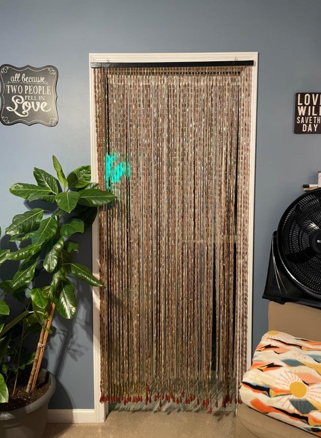 ستارة FlavorThings مكونة من 52 خيطًا من الخرز الخشبي والخشبي البني لتقسيم المداخل والغرف، مقاس 36 بوصة × 79 بوصة، خرز خشبي وخيزراني للمداخل - ستارة بوهيمية (لون القهوة) - Image 4