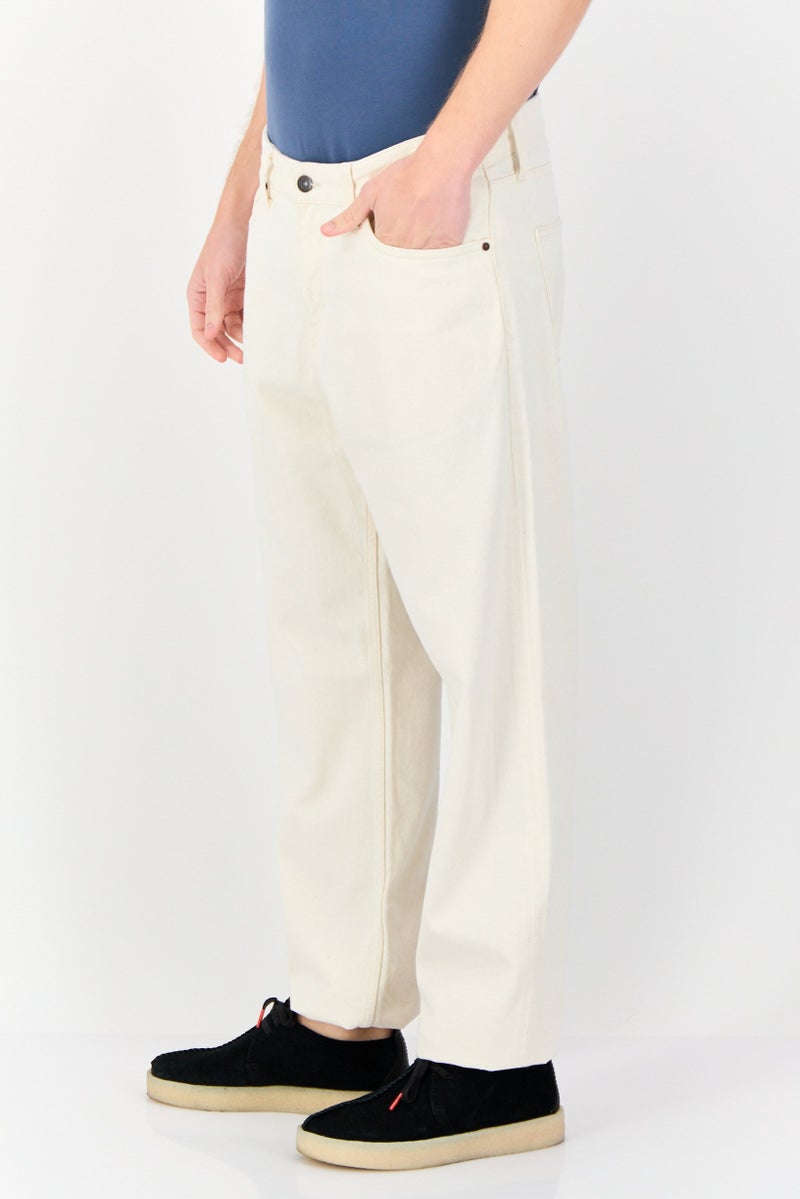 Celio Men Loose Fit Solid Non-Stretchable Jeans, Off White  - Image 4