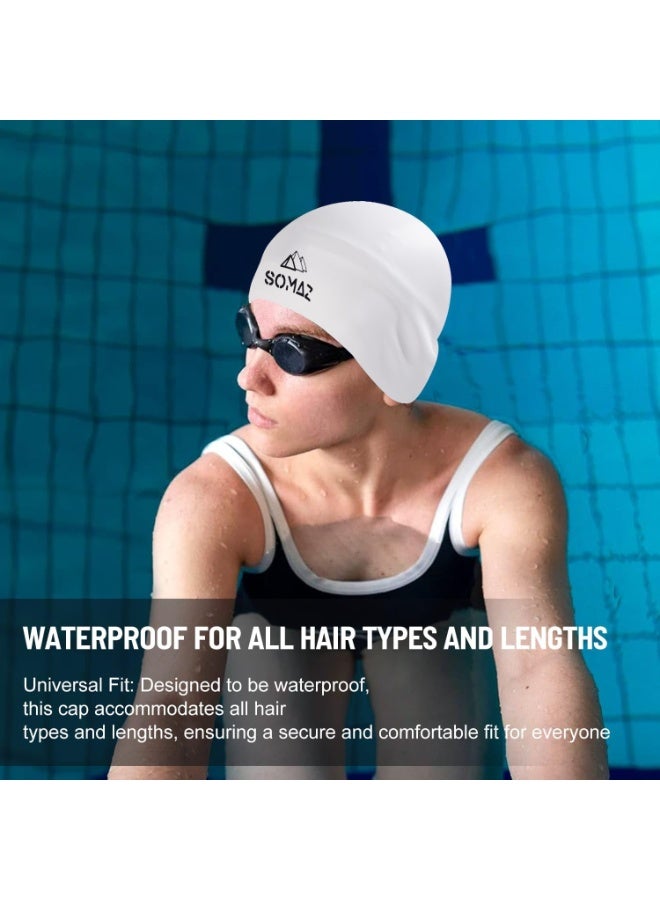 Generic SOMAZ Reversible Unisex Silicone Swimming Cap for Adults, Black and White, Premium 3D Ergonomic Fit - Image 5