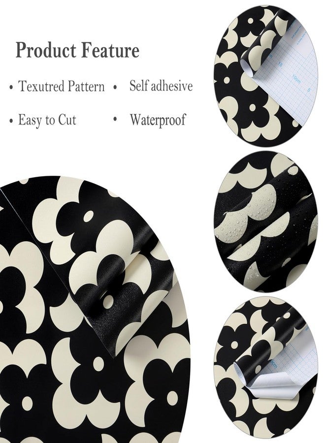 Ismoon Geometric Peel and Stick Wallpaper Boho Black and Beige Contact Paper 118"x17.3" Vintage Floral Wallpaper Removable Self-Adhesive Wall Paper Waterproof for Bathroom Wall Decor Vinyl - Image 4