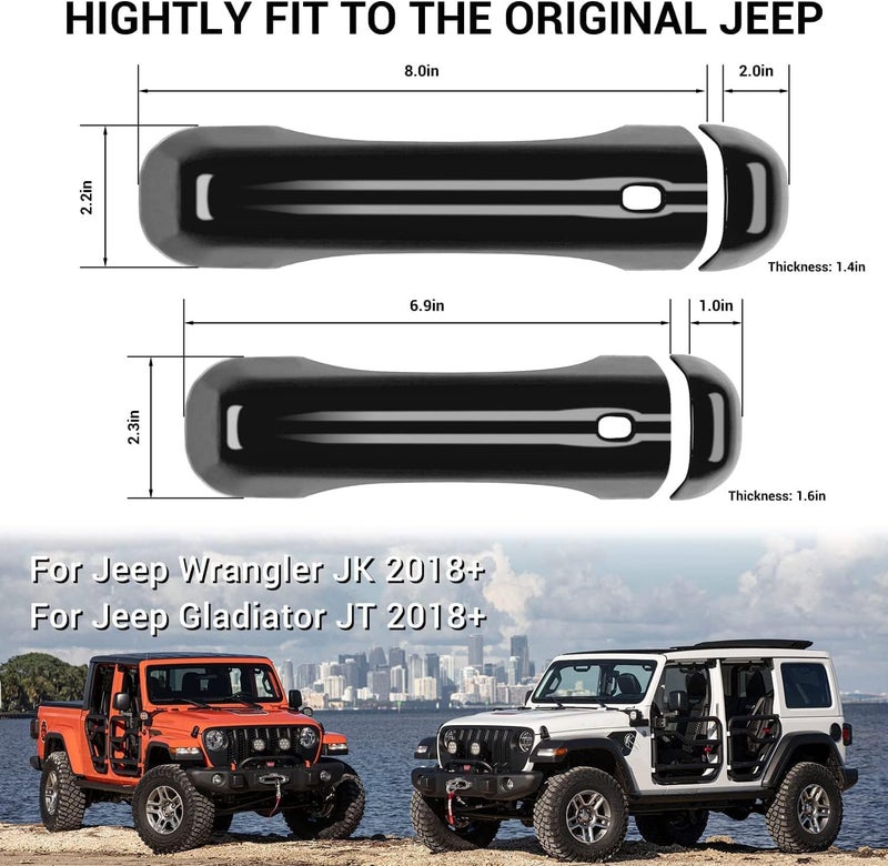 CheroCar Black Door Handle Cover Trim Tailgate Handle Cover Kit for 2018-2026 Jeep Wrangler JL JLU & Gladiator JT - Image 3