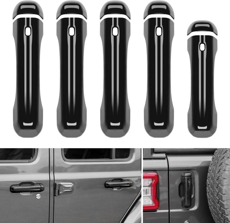 CheroCar Black Door Handle Cover Trim Tailgate Handle Cover Kit for 2018-2026 Jeep Wrangler JL JLU & Gladiator JT - Image 1