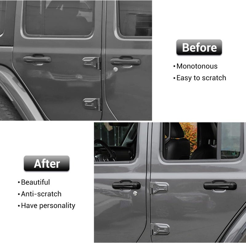 CheroCar Black Door Handle Cover Trim Tailgate Handle Cover Kit for 2018-2026 Jeep Wrangler JL JLU & Gladiator JT - Image 2