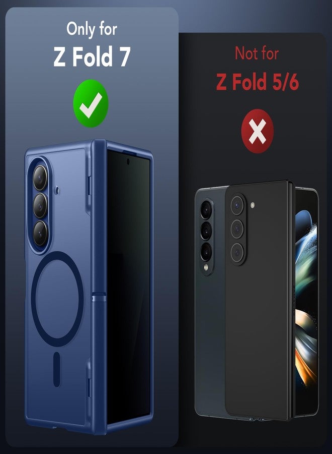 موبوسي جراب MOBOSI المغناطيسي لهاتف Z Fold 7 مع واقي شاشة للخصوصية، غطاء Samsung Galaxy Z Fold7 [متوافق مع Magsafe وحماية كاملة للمفصل] جرابات هواتف مقاومة للصدمات لهاتف Z Fold 7، أزرق داكن - Image 5