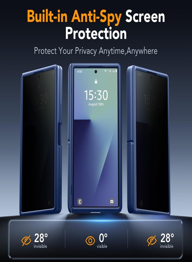 موبوسي جراب MOBOSI المغناطيسي لهاتف Z Fold 7 مع واقي شاشة للخصوصية، غطاء Samsung Galaxy Z Fold7 [متوافق مع Magsafe وحماية كاملة للمفصل] جرابات هواتف مقاومة للصدمات لهاتف Z Fold 7، أزرق داكن - Image 3