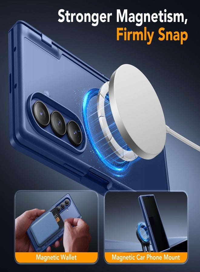 موبوسي جراب MOBOSI المغناطيسي لهاتف Z Fold 7 مع واقي شاشة للخصوصية، غطاء Samsung Galaxy Z Fold7 [متوافق مع Magsafe وحماية كاملة للمفصل] جرابات هواتف مقاومة للصدمات لهاتف Z Fold 7، أزرق داكن - Image 4