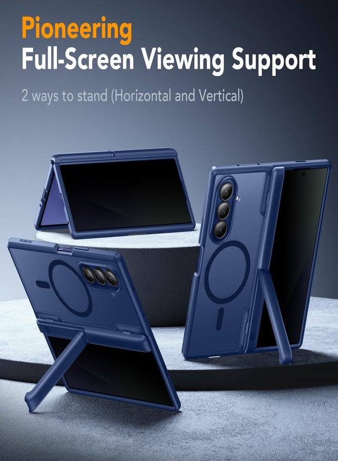 موبوسي جراب MOBOSI المغناطيسي لهاتف Z Fold 7 مع واقي شاشة للخصوصية، غطاء Samsung Galaxy Z Fold7 [متوافق مع Magsafe وحماية كاملة للمفصل] جرابات هواتف مقاومة للصدمات لهاتف Z Fold 7، أزرق داكن - Image 2