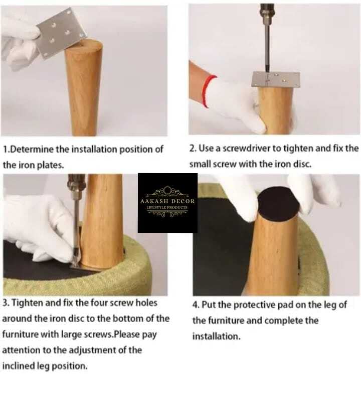 AAKASH DECOR 4 Pcs Sofa Oak Finish Wood Leg 5 Inch Wooden Sofa Furniture Brown Finish Heavy Duty Cone Shape with Mounting Metal Oak Finish - Image 4