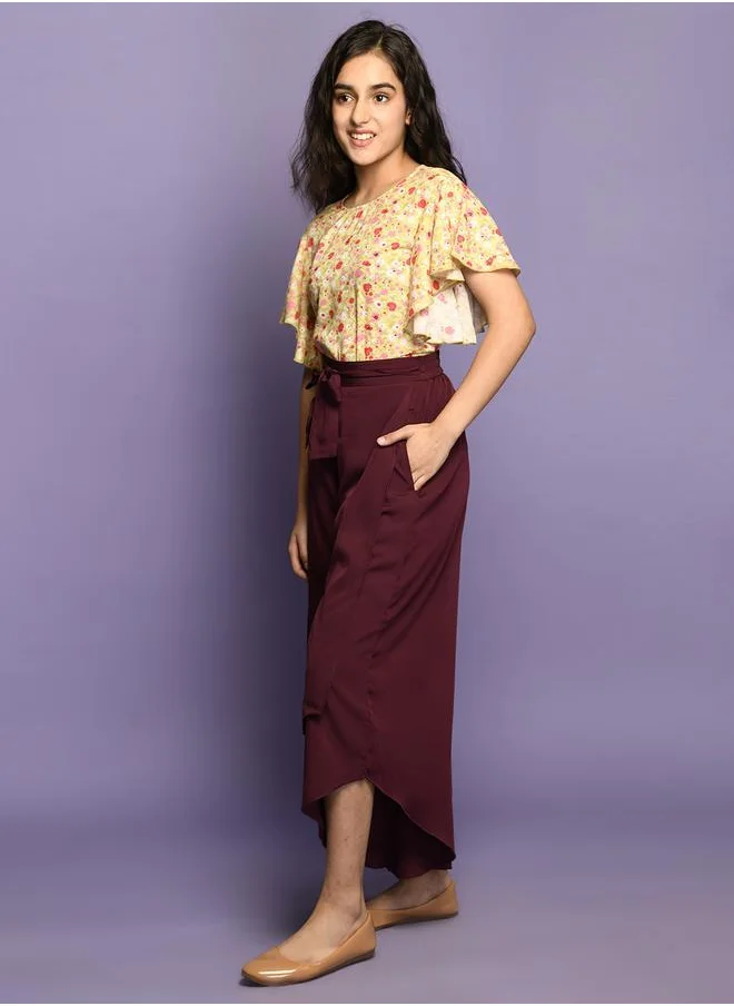 LILPICKS Floral Top with Skirt Palazzo Set