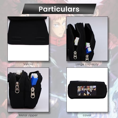 Fancyku® Jujutsu Kaisen Polyester Pencil Case Anime Pencil Pouch Cartoon Prints Pen Pouch Large Capacity Pu Pencil Bag Stationery Organizer Students Gift Children's Day Gift School X 2 - Image 3