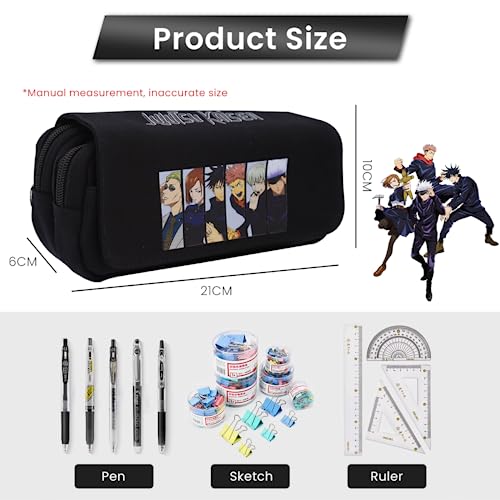 Fancyku® Jujutsu Kaisen Polyester Pencil Case Anime Pencil Pouch Cartoon Prints Pen Pouch Large Capacity Pu Pencil Bag Stationery Organizer Students Gift Children's Day Gift School X 2 - Image 2