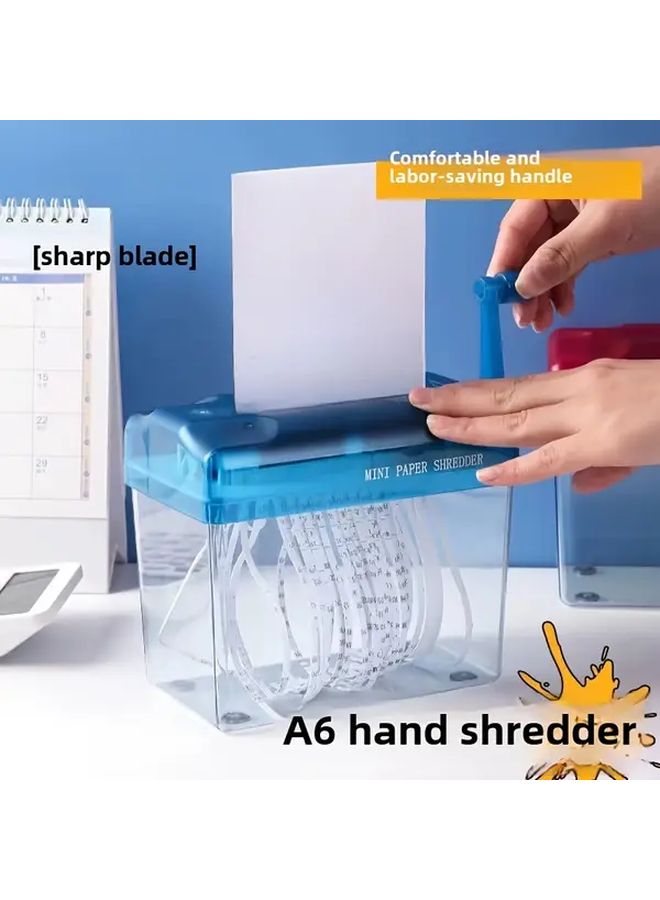 Black Portable A6 Manual Paper Shredder Silent Safety Lock No Power Required - Image 2