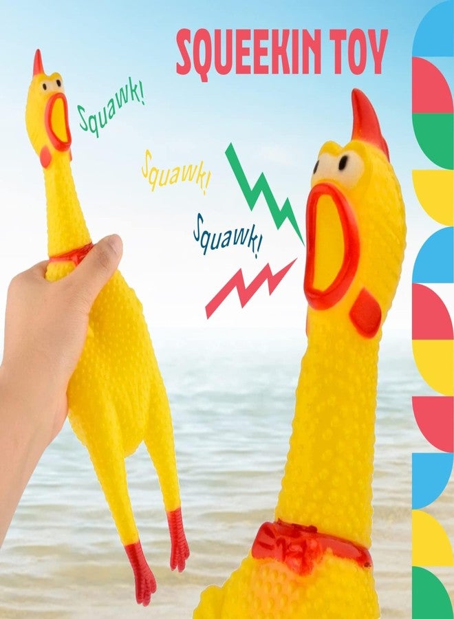 KittuPet Durable Rubber Screaming Chicken Toys Large Squeeze Chicken Noisemaker Dog Squeak Toys for Pet Chew Gifts Prank Novelty Toy (Yellow, Medium) - Image 3