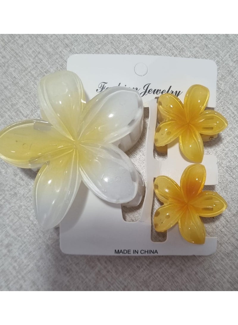 Hawaiian Toka 3 clips yellow (1 big  2 small) multi color - Image 1