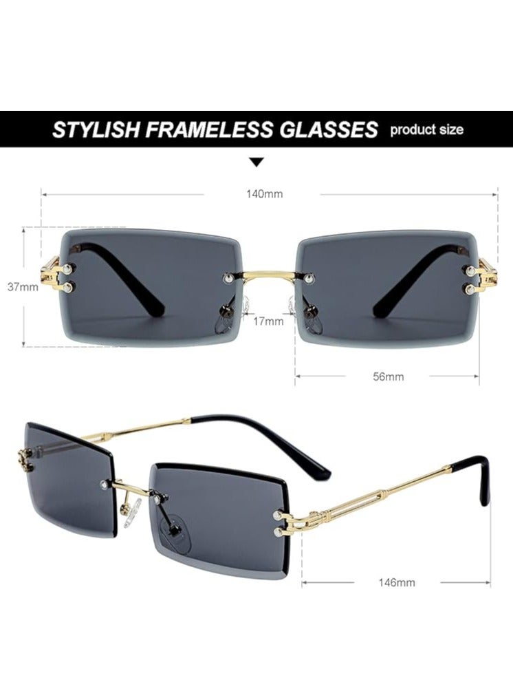 OLYSON Fashion Trend Rectangle Sunglasses  for Men and Women, Rimless Square Shade Eyewear UV Protection - Image 5