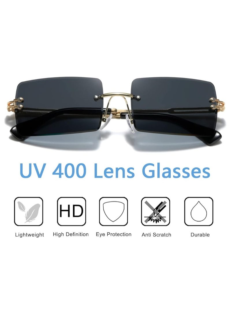 OLYSON Fashion Trend Rectangle Sunglasses  for Men and Women, Rimless Square Shade Eyewear UV Protection - Image 4