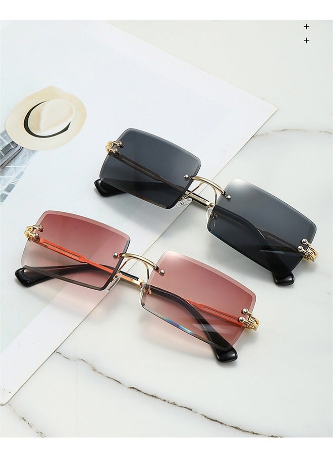 OLYSON Fashion Trend Rectangle Sunglasses  for Men and Women, Rimless Square Shade Eyewear UV Protection - Image 2