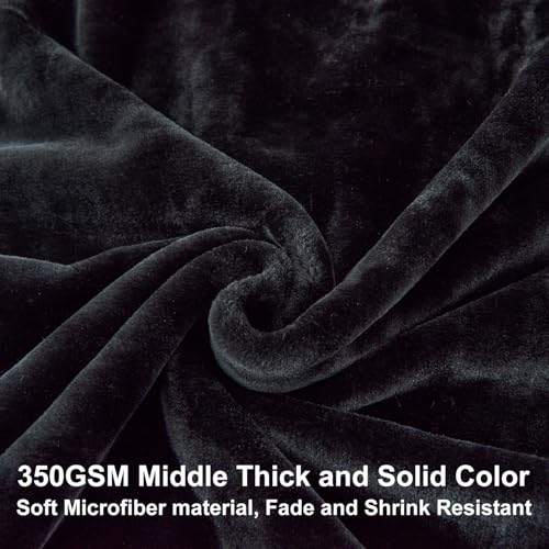 JYK Fleece Plush Blanket 4.4 LB, 1 Ply, Korean Mink Blanket King 85" x 95" - Super Soft and Warm, Lightweight and Cozy Fuzzy Solid Color Fleece Blanket for Bed, Black - Image 4