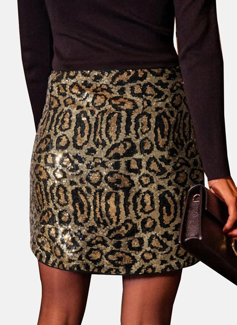 يونيكي Black Sequenced Mini Skirt