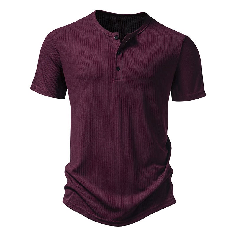 New Three-Button Men'S Henry Pit Short-Sleeved T-Shirt - Image 1