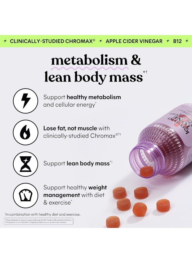 Lemme Tone Metabolism Gummies, Apple Cider Vinegar, Clinically Studied Chromium, B12, Ginger, Promote Lean Body Mass, Watermelon Apple Flavor (30 Day Supply) - Image 3