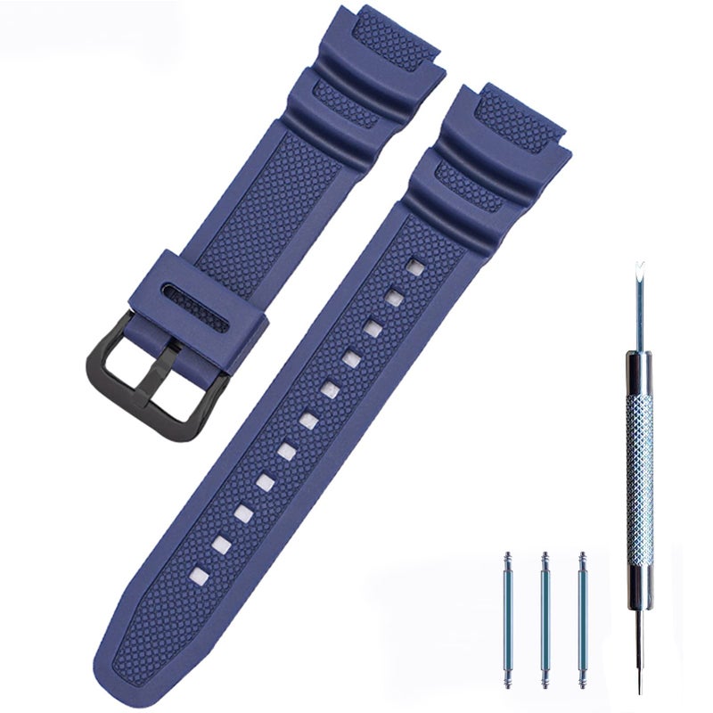 Lijinlan Men's Resin Replacement Watch Band for Casio AE-1000W AE-1200 AE-1300 AEQ-110W AQ-S800W MRW-200H SGW-300H SGW-400H W-216H W-218H W-735H Waterproof Watch Strap (NightBlue) - Image 1